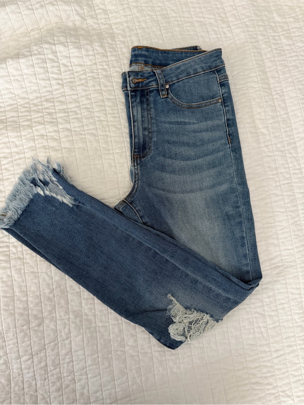 Grace & Lace Light Blue Distressed Skinny Jeans